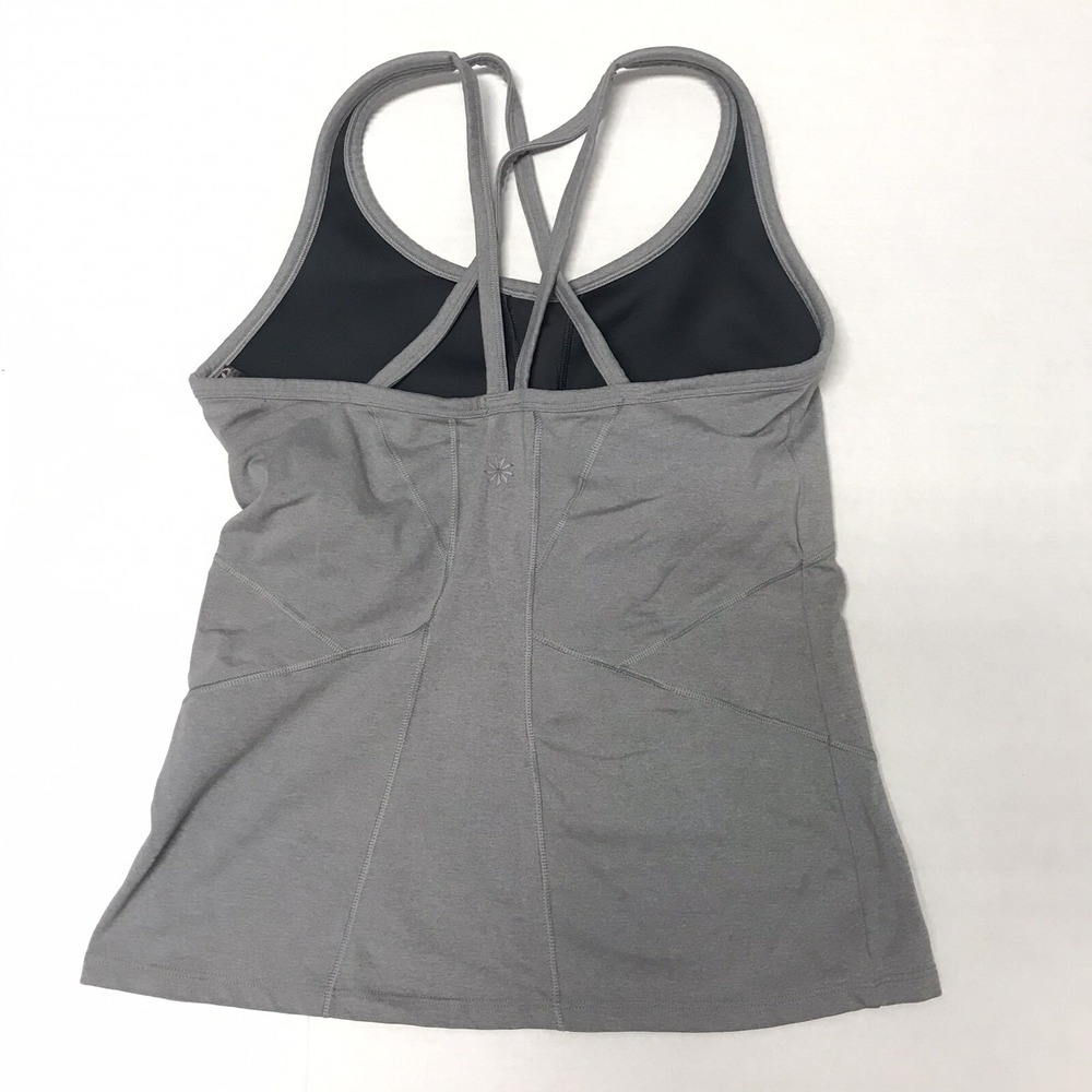 Athleta Gray Strappy Back Tank Top M Shelf Bra Athletic Basic Gym Fitness Lounge - Picture 3 of 5